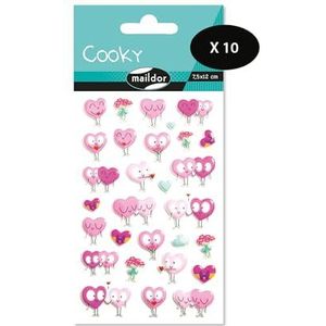 Maildor CY105Cpack – een zak met 3D-stickers, 1 plank, 7,5 x 12 cm, harten (29 stickers), 10 stuks