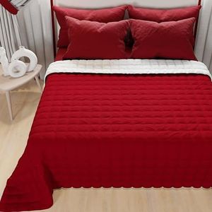 PETTI Artigiani Italiani - Quilt voor eenpersoonsbed, licht dekbed, tweezijdig, sprei, licht zomerdekbed, taupe bordeaux