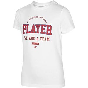 4F Jongens Boy's JTSM007 T-shirt, wit, 140, wit, 140