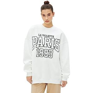 Koton Sweatshirt met lange mouwen, ronde hals, varsity geborduurd sweatshirt, ecru(010), XL