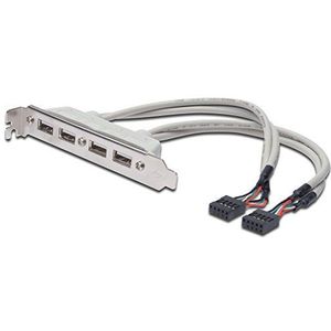 DIGITUS USB 2.0 sleuf - 0,25m - 4 x USB type A - 2x 10pin IDC - High Speed 480 MBit/s