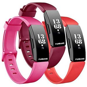 FunBand compatibel met Fitbit Inspire & Fitbit Inspire HR, armband, ademend, verstelbare vervanging, zachte siliconen, sportieve polsband, polshorlogeband, armbanden voor Fitbit Inspire/Inspire HR