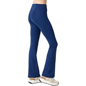 LOS OJOS Bootcut yogabroek voor dames, hoge taille, workout, bootlegging, yogalegging met buikcontrole, True Navy, XS