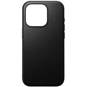 NOMAD Modern Leather Case | voor iPhone 15 Pro | Beschermhoes van polycarbonaat en hoogwaardig echt leer | MagSafe-compatibel | Black