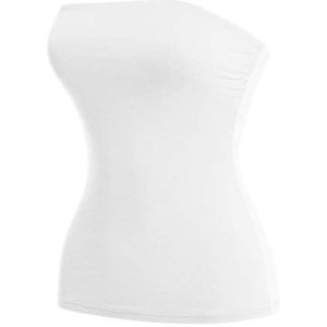 MixMatchy Women's Basic Casual Tube Tops Sexy Bandeau Top Strapless Shirts Stretchy Undershirts White M
