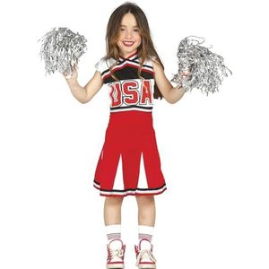 Guirca - cheerleaderkostuum met jurk, 10-12 jaar, rood (82792)