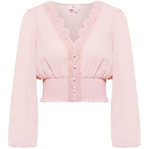 LOMASI Cropped damesblouse met lange mouwen, roze, S