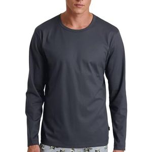 CALIDA RMX Sleep shirt met lange mouwen voor heren, van 100% katoen, antraciet, 52/54 NL