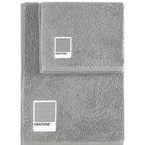 SWEET HOME Pantone™ Handdoekenset 1 + 1 bestaande uit gastendoekjes 40 x 50 cm + gezicht 50 x 100 cm, Oeko Tex gecertificeerd, grijs
