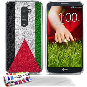 Ultradunne LG OPTIMUS G2 zachte hoes met exclusief [Palestina-vlag] [transparant] patroon van MUZZANO 3 ""UltraClear"" schermbeschermfolies GRATIS MUZZANO® PEN en DOEK - De ULTIEME, ELEGANTE EN DUURZAME