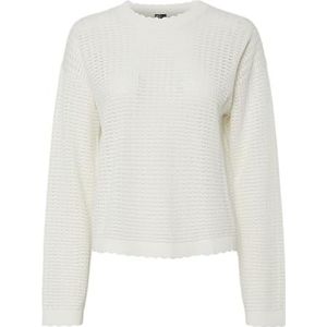 Pieces - Pcscout Ls O-Neck Knit Bc - Trui - Cloud Dancer - Gebreide Pasvorm - Lange Mouwen