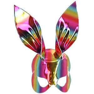 Smiffys 53041 Regenboog Metallic Bunny Masker, dames, meerkleurig, eenheidsmaat