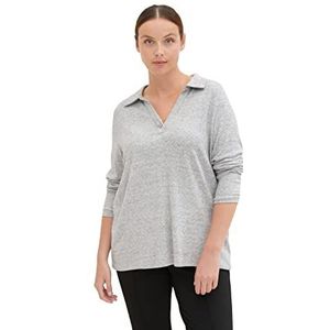 TOM TAILOR Dames Plusize shirt met lange mouwen en kraag 1035012, 30282 - Concrete Grey Melange, 50