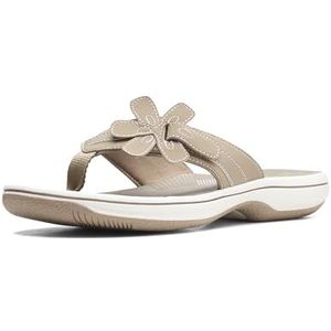 Clarks Brinkley Flora Teenslippers voor dames, Taupe Synthetisch, 38 EU