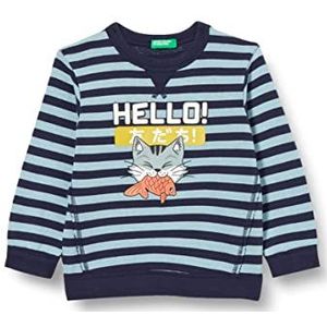 United Colors of Benetton Sweatshirt met lange mouwen voor jongens met ronde hals, Blauw met blauwe strepen 901, 24 maanden