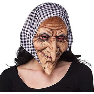 Boland 97508 - Latex gezichtsmasker Heks met kap, voor volwassenen, masker voor carnavalskostuums, accessoire voor kostuum, carnaval of halloween, accessoire voor sprookjeskostuums