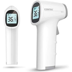 CONTEC TP500 contactloze infrarood digitale voorhoofdthermometer voor lichaam en object, wit/grijs