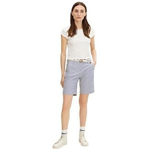 TOM TAILOR Dames Chino bermuda shorts met riem 1031285, 12320 - Thin Stripe Pants, 32