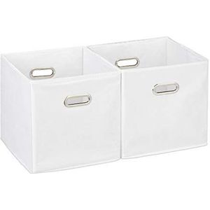 Relaxdays opbergbox stof - set van 2 - opvouwbaar - opbergmand - 30 cm - kast organizer - wit