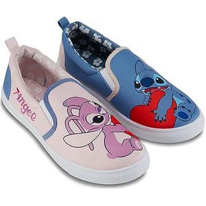 Disney Dames Lilo en Stitch Schoenen - Dames Klassieke Lilo en Stitch Slip On Sneakers Lilo en Stitch Canvas Slip On Sneakers, Lichtblauw, 42 EU