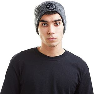 Marvel Heren Avengers Logo Beanie, Grijs (Antiek Grijs Gry), One Size