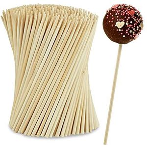 Relaxdays cake pop stokjes, set van 400 stuks, van bamboe, 15 cm lang, voor lolly's, cakepops, ijs, etc., natuur