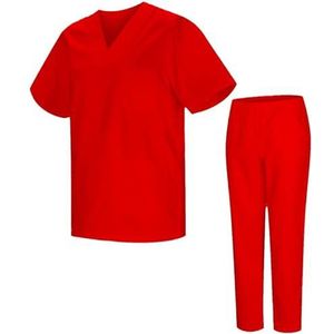 MISEMIYA - Doos met 25 sets - gezondheidsuniformen, uniseks, medische uniformen, 25-817-8312, Rood, S