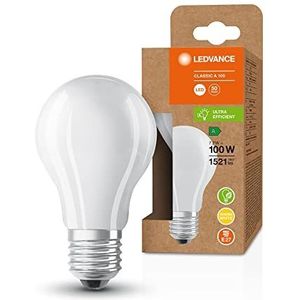 LEDVANCE Spaarlamp, matte lamp, E27, warm wit (3000K), 7,2 watt, vervangt 100W gloeilamp, zeer efficiënt en energiebesparend, set van 1