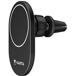 VARTA Mag Pro Wireless Car Charger 15 W (Smartphone-Halterung und kabelloses Ladegerät in einem, MagSafe-kompatibel, Qi-kompatibel) inkl. Autohalterung und USB-Typ-C-Kabel, schwarz