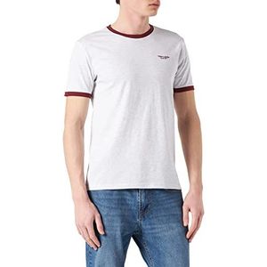 Teddy Smith - The-Tee MC - T-shirt voor heren - casual, Witte melange/rood, XXL