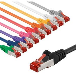 goobay 69804 CAT 6a netwerkkabel met RJ45-stekkers, S/FTP, patchkabel, 2-voudig afgeschermd, LAN-kabel, 10 GB ethernet, 10 x 1 m, set van 10 kleuren