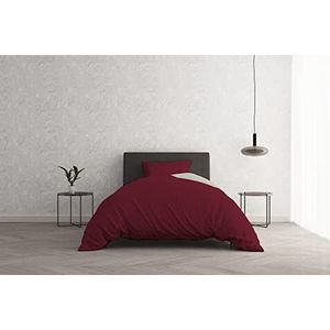 Italian Bed Linen Beddengoedset ""Natural Colour"", bordeaux/crème, klein tweepersoonsbed