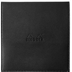 Rhodia 118149C vierkant notitieblok (met beschermhoes kunstleer, 16 cm x 16 cm, premium velinpapier 80 g, ivoor, 80 vellen, geruit) 1 set, zwart