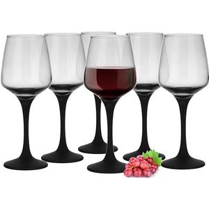 Glasmark KROSNO, 300ml, Set van 6 stuks, Wijnglas, witte wijnglazen, rode wijnglazen, wijnkelk, origineel design, vaatwasmachinebestendig, unieke vorm en stijl, perfect voor thuis, restaurants
