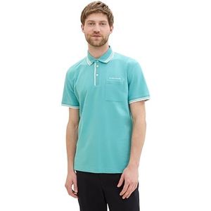 TOM TAILOR Basic Piqué poloshirt voor heren met gekleurde details, 35272 - Meadow Teal, 3XL