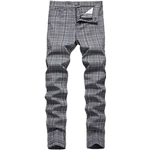 Keevoom Chino voor heren, met stretch, slank model, platte voorkant, stijlvol, modieus, comfortabel, effen, casual, slim-fit, zakelijke broek, Grijs, 48