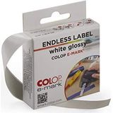 COLOP e-mark eindeloze etiketten wit glanzend, 14 mm x 8 m rol, spatwater- en krasbestendig. Accessoires voor COLOP e-mark, e-mark create en e-mark go.