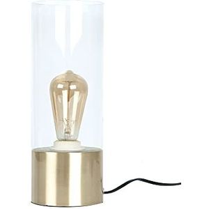 Leitmotiv Tafellamp Lax vergulde sokkel, helder glas, hoogte 32 cm en Ø12 cm