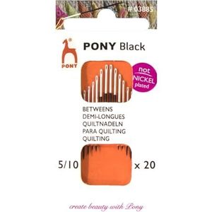 Pony - Pony Black Quilting Matte Afwerking (No. 3-5-7-9) Hand Naaien Naalden met Wit Oog - 20 Naalden