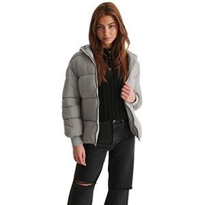 NA-KD dames jas met capuchon, grijs, 34