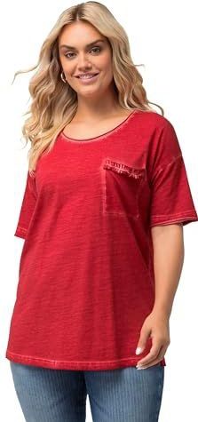 Ulla Popken - Shirt - Bloedrood - Wijde Pasvorm - Kwartmouw