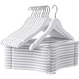 Utopia Home - Premium Houten Hangers - Witte Kleur - 20 Stuks - Kostuumhangers Met 360 Graden Draaibare Haak