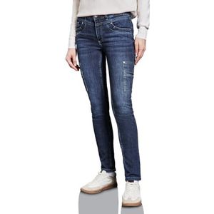 STREET ONE Jeans met cargo-look zakken, Dark Blue Soft Wash, 29W / 28L