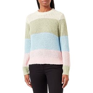 Bestseller A/S Dames Pcnaomi Ls O-hals Knit Noos Bc Pullover, Birch/Stripes: swamp-airy blue-rose shadow, XS