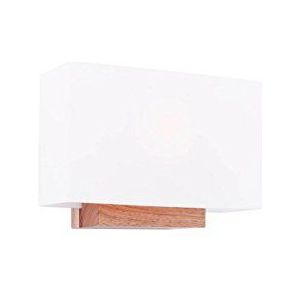 Homemania wandlamp met envelop in eikenhout, wit van hout, opaalglas voor woonkamer, keuken, slaapkamer, kantoor, E14, 22 x 10 cm