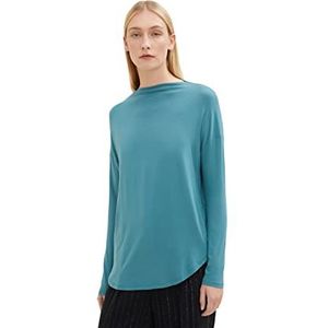 TOM TAILOR Dames Shirt met lange mouwen met omgeslagen opstaande kraag 1034193, 13222 - Pastel Teal, XS