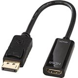 Lindy 41718 DisplayPort naar HDMI 4K adapterkabel (passief) zwart, DisplayPort naar HDMI
