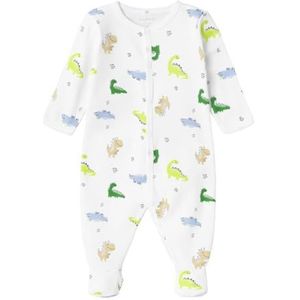 NAME IT Nbmnightsuit W/F Wild Lime Dino Noos slaapoverall, wit (bright white), 68 cm