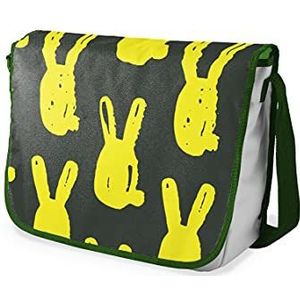 Bonamaison Digitaal bedrukte Messenger schooltas met kaki riem voor meisjes en jongens, boodschappentassen voor scholieren, schoudertassen, grootte: 29x36 cm