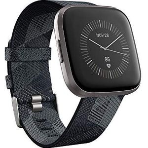 Fitbit Versa 2 Health & Fitness Smartwatch met spraakbediening, slaapscore en muziek, één maat, SE Smoke Woven